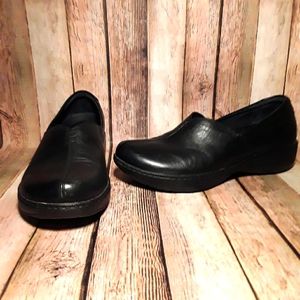 Dansko Black Leather Slip on Shoes Size 40